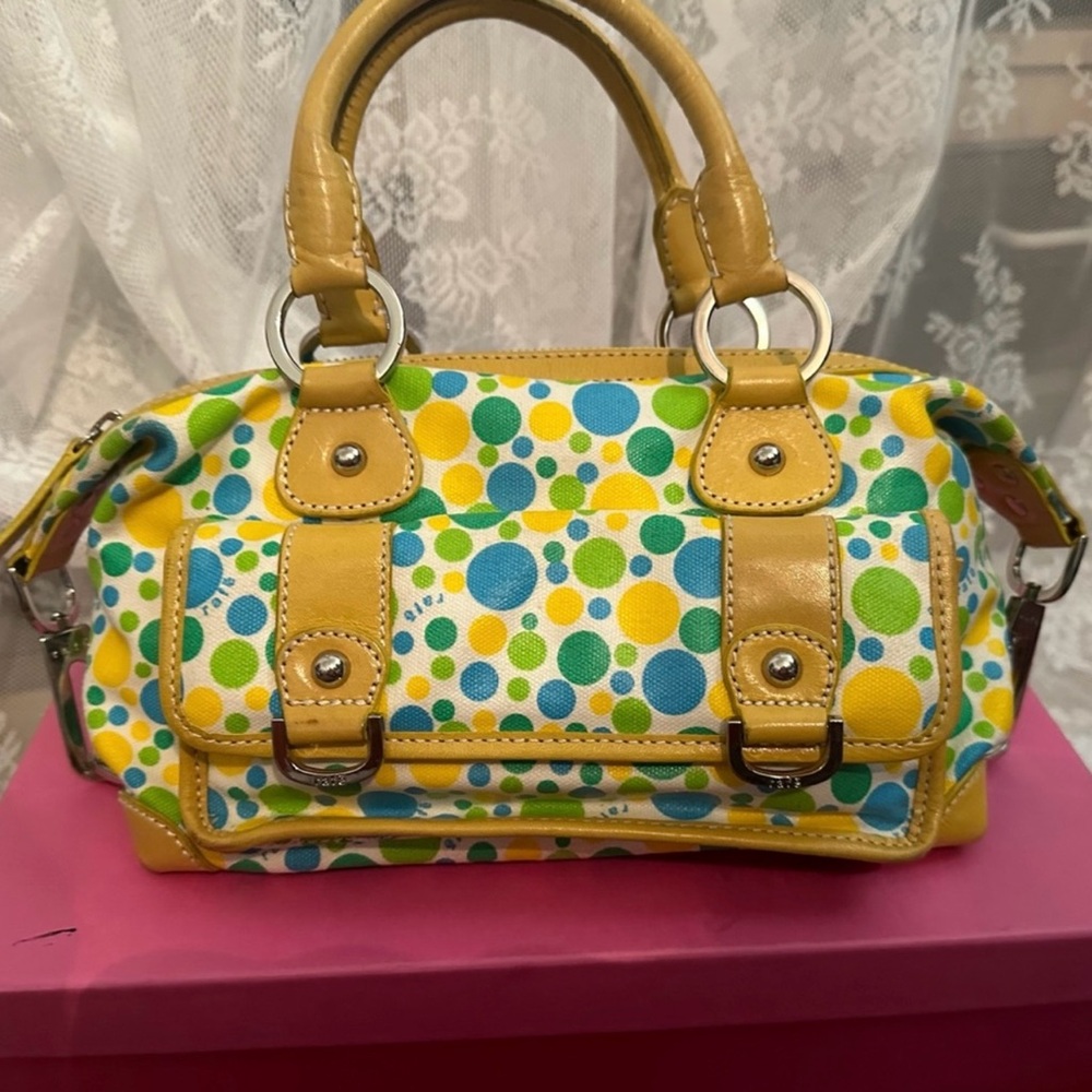 Rafe Yellow and Green Polka Dot Satchel